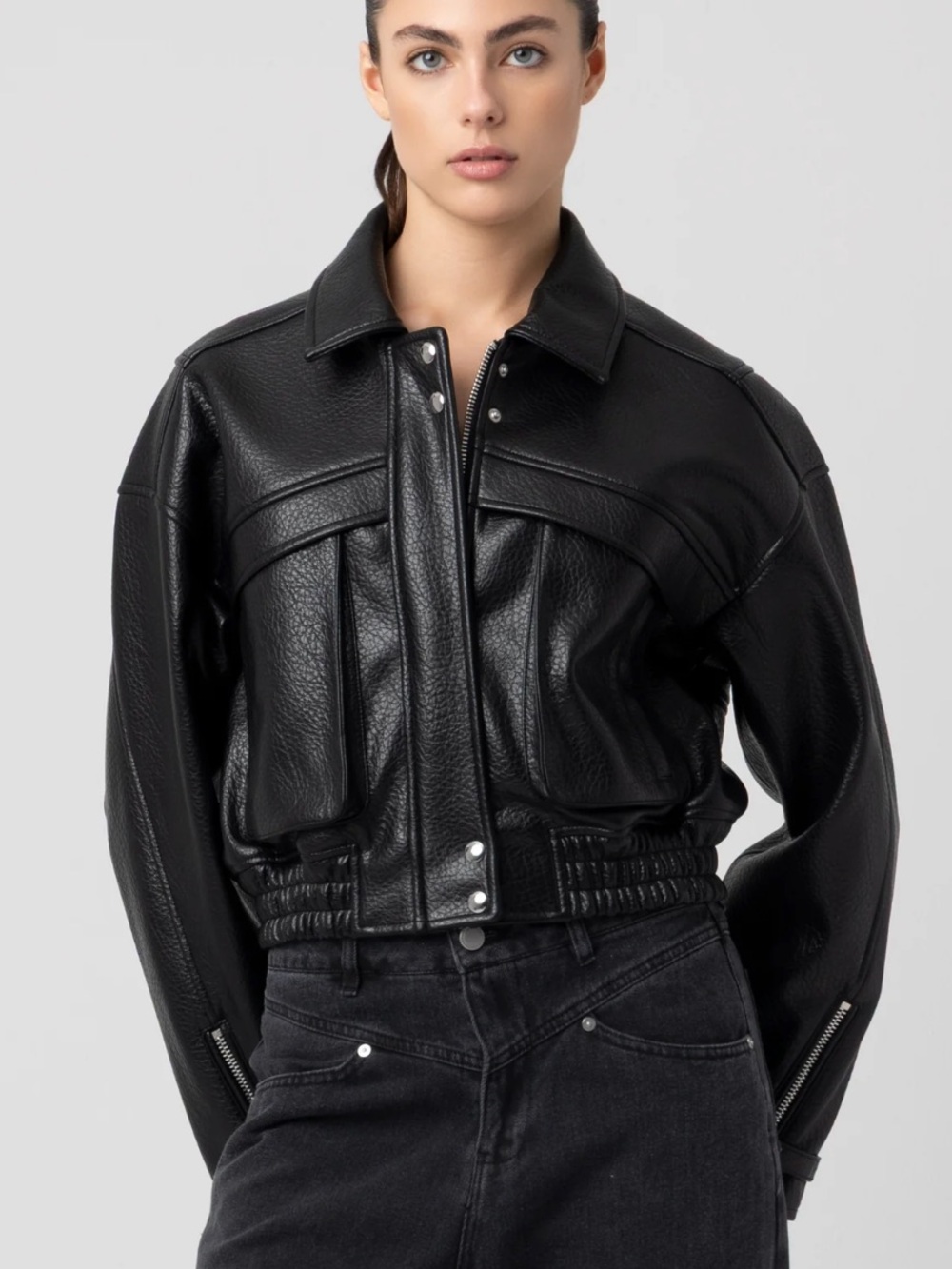 blank nyc epic moment faux leather bomber jacket